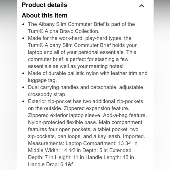 Tumi Alpha Bravo Slim Commuter Bag - Picture 4 of 8